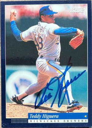 Ted Higuera Signed 1994 Score Baseball Card - Milwaukee Brewers - PastPros