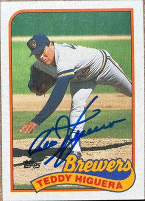 Teddy Higuera Signed 1989 Topps Baseball Card - Milwaukee Brewers - PastPros