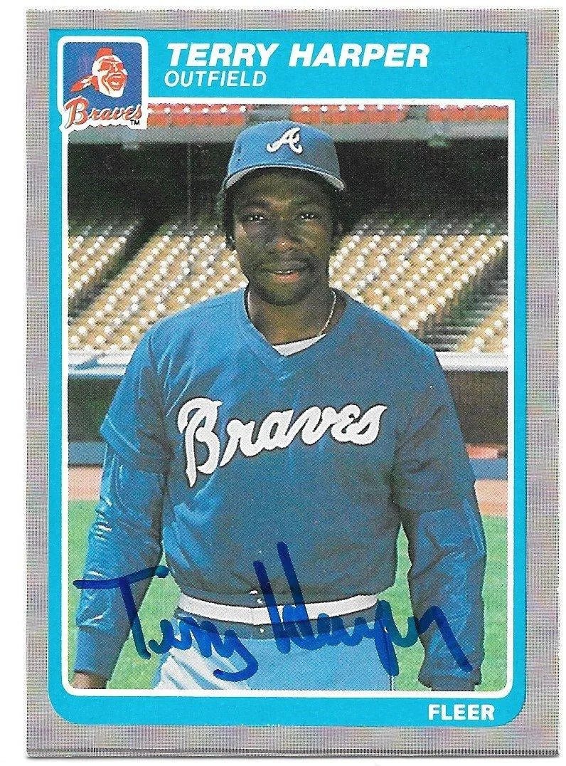 Terry Harper Signed 1985 Fleer Baseball Card - Atlanta Braves