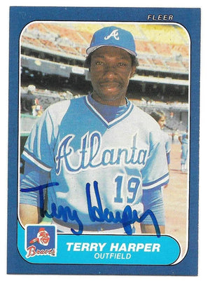 Terry Harper Signed 1986 Fleer Baseball Card - Atlanta Braves