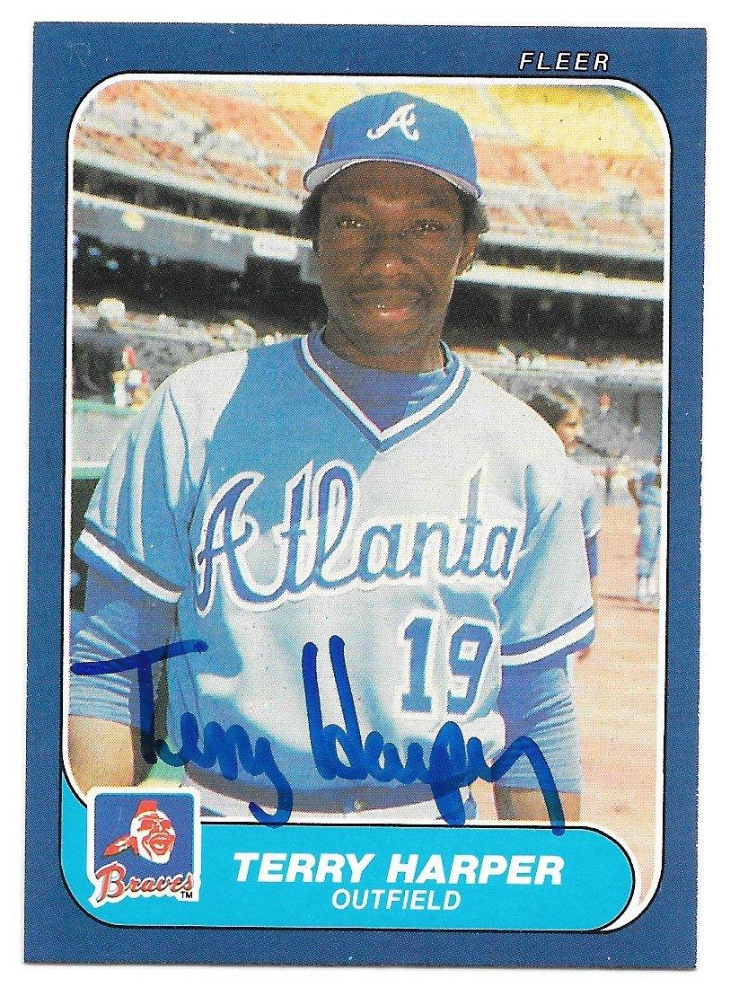 Terry Harper Signed 1986 Fleer Baseball Card - Atlanta Braves - PastPros
