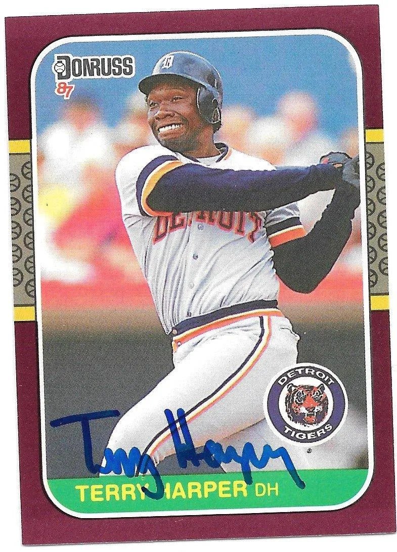 Terry Harper Signed 1987 Donruss Opening Day Baseball Card - Detroit Tigers