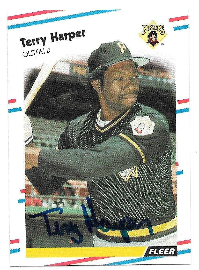 Terry Harper Signed 1988 Fleer Baseball Card - Pittsburgh Pirates