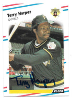 Terry Harper Signed 1988 Fleer Baseball Card - Pittsburgh Pirates - PastPros