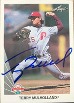 Terry Mulholland Signed 1990 Leaf Baseball Card - Philadelphia Phillies - PastPros