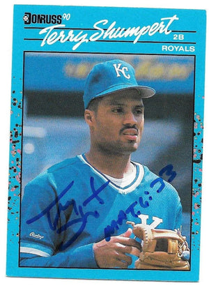Terry Shumpert Signed 1990 Donruss Baseball Card - Kansas City Royals