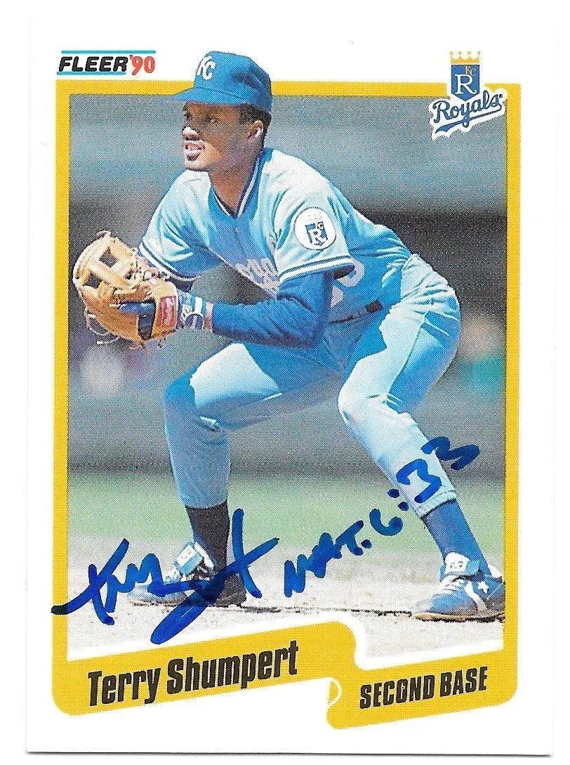 Terry Shumpert Signed 1990 Fleer Baseball Card - Kansas City Royals
