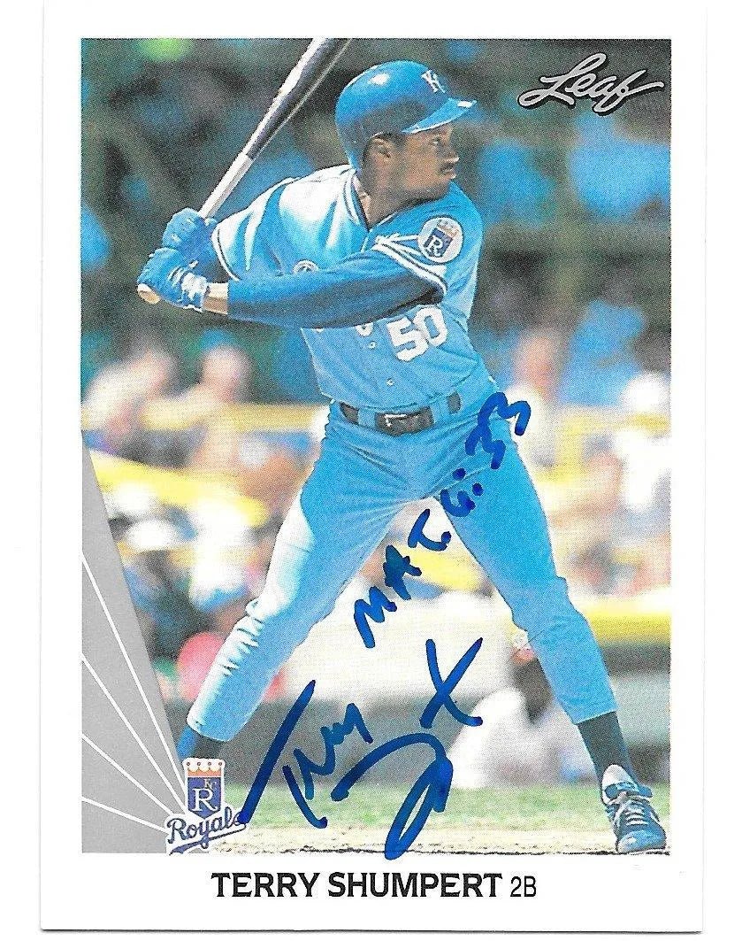 Terry Shumpert Signed 1990 Leaf Baseball Card - Kansas City Royals