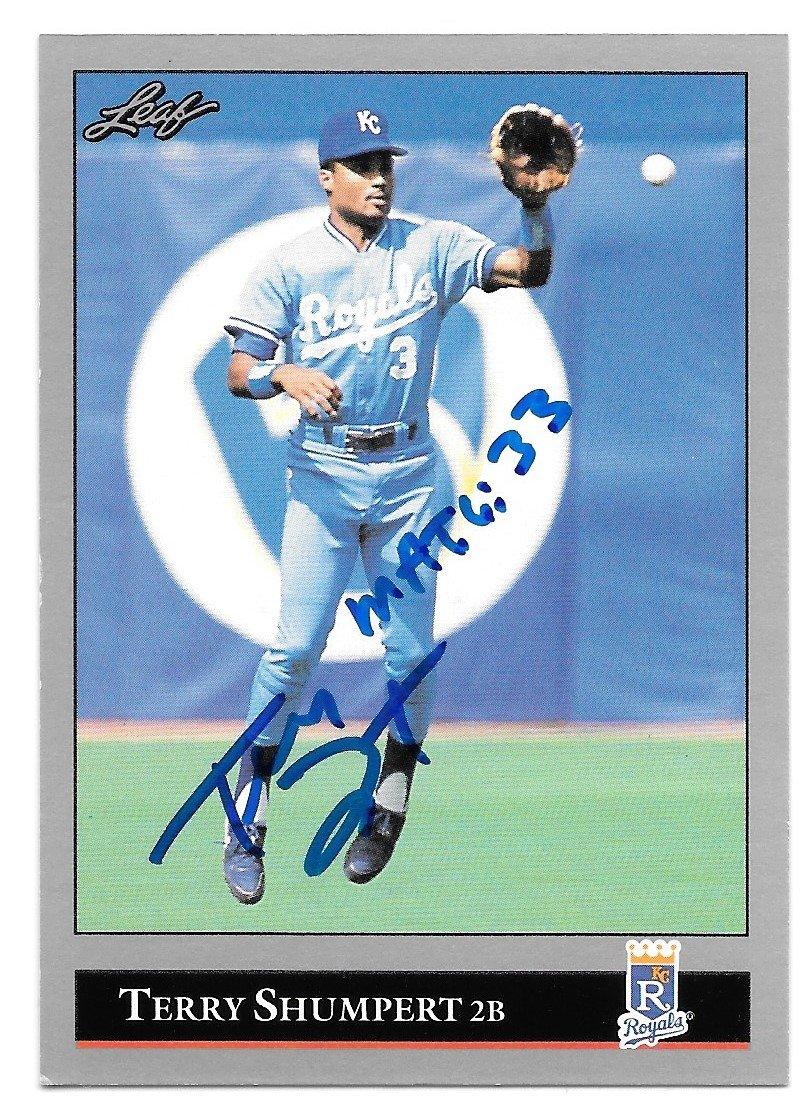 Terry Shumpert Signed 1991 Leaf Baseball Card - Kansas City Royals - PastPros