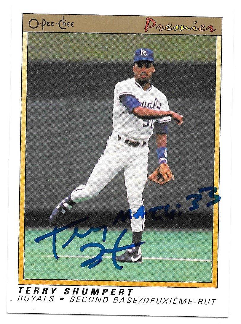 Terry Shumpert Signed 1991 OPC Premier Baseball Card - Kansas City Royals - PastPros