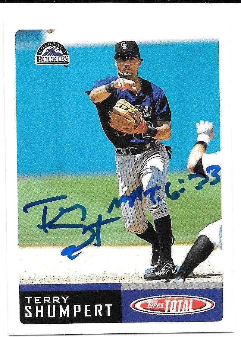 Terry Shumpert Signed 2002 Topps Total Baseball Card - Colorado Rockies