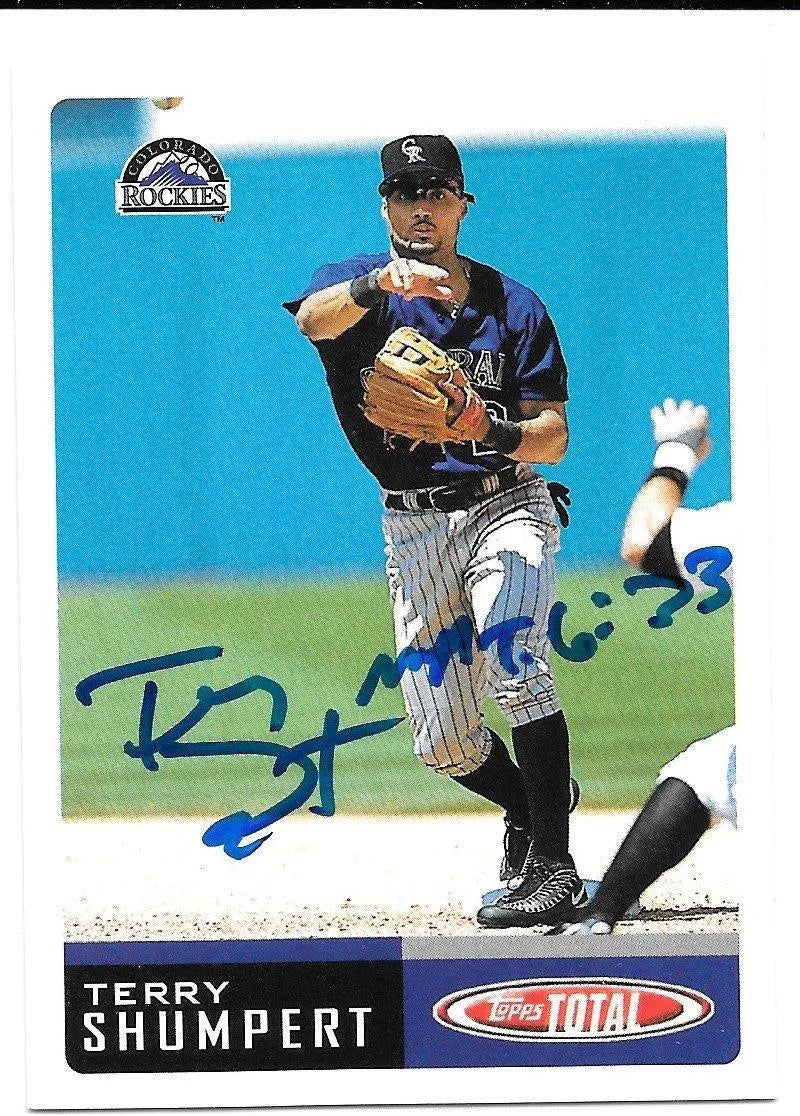 Terry Shumpert Signed 2002 Topps Total Baseball Card - Colorado Rockies - PastPros