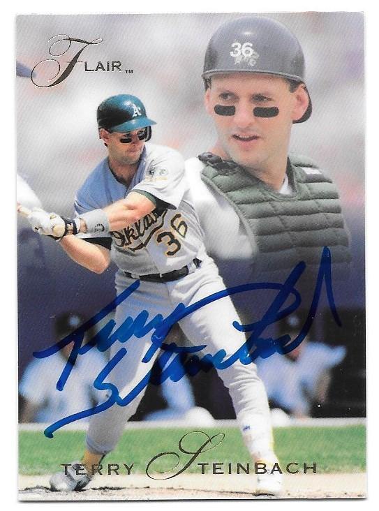 Terry Steinbach Signed 1993 Flair Baseball Card - Oakland A's - PastPros