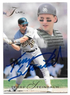 Terry Steinbach Signed 1993 Flair Baseball Card - Oakland A's