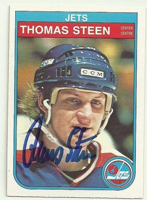 Thomas Steen Signed 1982-83 O-Pee-Chee Hockey Card - Winnipeg Jets - PastPros