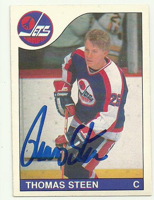 Thomas Steen Signed 1985-86 O-Pee-Chee Hockey Card - Winnipeg Jets - PastPros