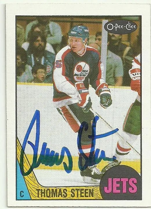 Thomas Steen Signed 1987-88 O-Pee-Chee Hockey Card - Winnipeg Jets