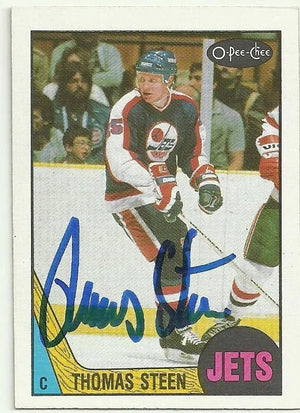 Thomas Steen Signed 1987-88 O-Pee-Chee Hockey Card - Winnipeg Jets