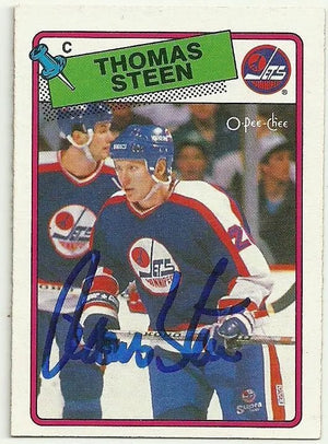 Thomas Steen Signed 1988-89 O-Pee-Chee Hockey Card - Winnipeg Jets