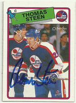 Thomas Steen Signed 1988-89 O-Pee-Chee Hockey Card - Winnipeg Jets - PastPros