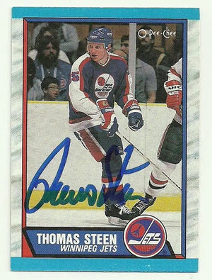 Thomas Steen Signed 1989-90 O-Pee-Chee Hockey Card - Winnipeg Jets