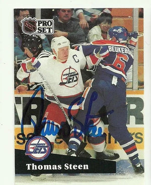 Thomas Steen Signed 1991-92 Pro Set Hockey Card - Winnipeg Jets
