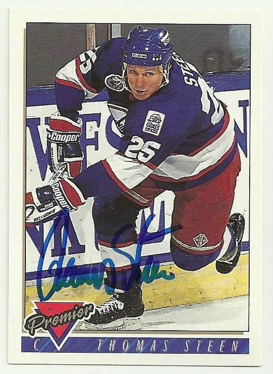 Thomas Steen Signed 1993-94 O-Pee-Chee Premier Hockey Card - Winnipeg Jets