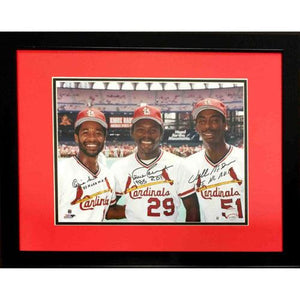 Three Amigos: Vince Coleman, Willie McGee & Ozzie Smith Signed 8×10 Color Photo - PastPros
