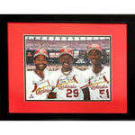 Three Amigos: Vince Coleman, Willie McGee & Ozzie Smith Signed 8×10 Color Photo
