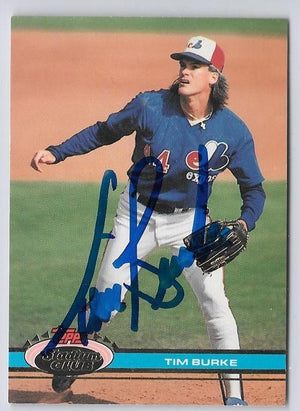 Tim Burke Signed 1991 Topps Stadium Baseball Card - Montreal Expos - PastPros