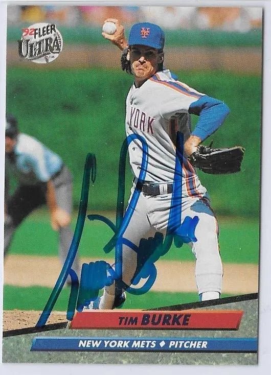 Tim Burke Signed 1992 Fleer Ultra Baseball Card - New York Mets