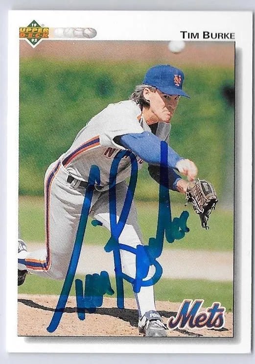 Tim Burke Signed 1992 Upper Deck Baseball Card - New York Mets