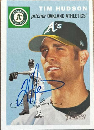 Tim Hudson Signed 2003 Topps Heritage Baseball Card - Oakland A's