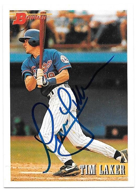 Tim Laker Signed 1993 Bowman Baseball Card - Montreal Expos - PastPros