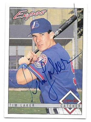 Tim Laker Signed 1993 O-Pee-Chee Baseball Card - Montreal Expos
