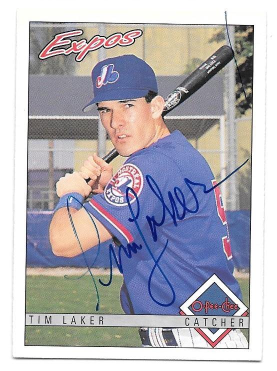 Tim Laker Signed 1993 O-Pee-Chee Baseball Card - Montreal Expos - PastPros