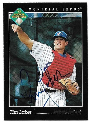 Tim Laker Signed 1993 Pinnacle Baseball Card - Montreal Expos