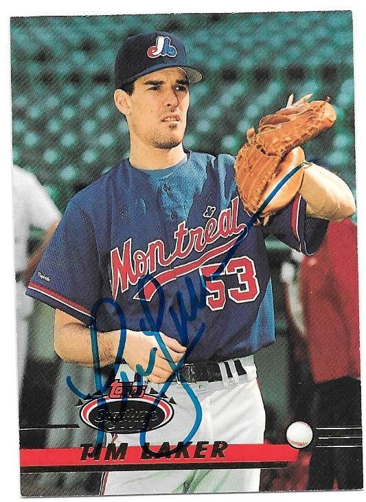 Tim Laker Signed 1993 Stadium Club Baseball Card - Montreal Expos - PastPros