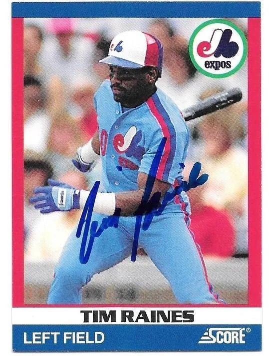 Tim Raines Signed 1991 Score 100 Superstars Baseball Best Card - Montreal Expos