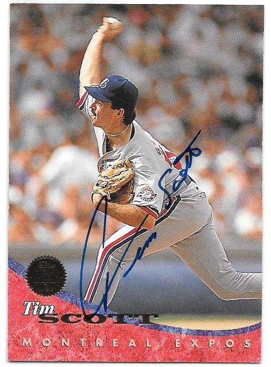 Tim Scott Signed 1994 Leaf Baseball Card - Montreal Expos - PastPros