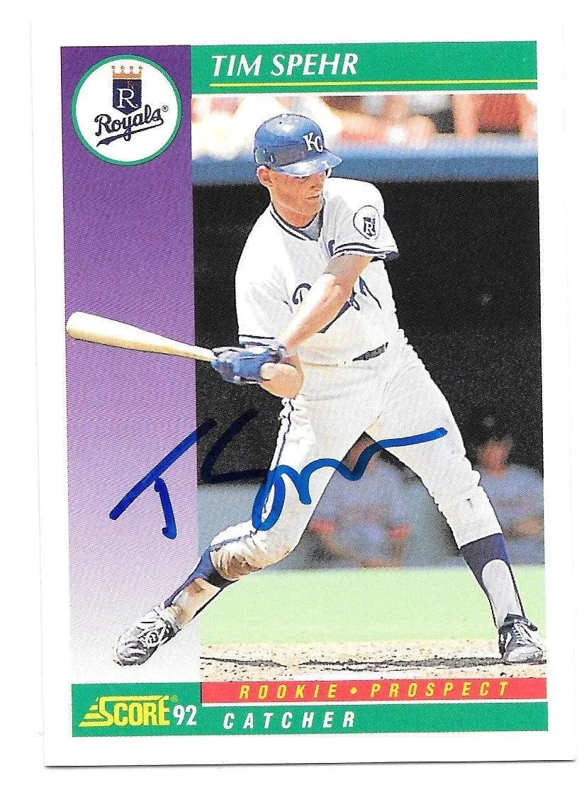 Tim Spehr Signed 1992 Score Baseball Card - Kansas City Royals