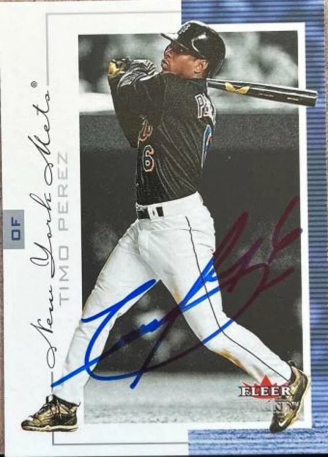 Timo Perez Signed 2001 Fleer Genuine Baseball Card - New York Mets