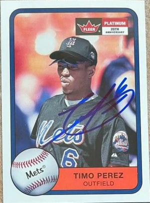 Timo Perez Signed 2001 Fleer Platinum Baseball Card - New York Mets