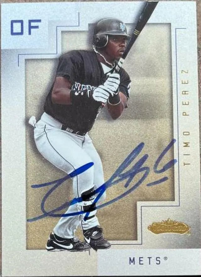 Timo Perez Signed 2001 Fleer Showcase Baseball Card - New York Mets