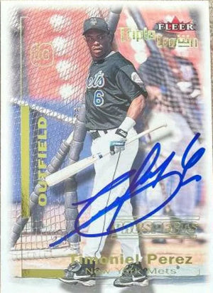 Timo Perez Signed 2001 Fleer Triple Crown Baseball Card - New York Mets