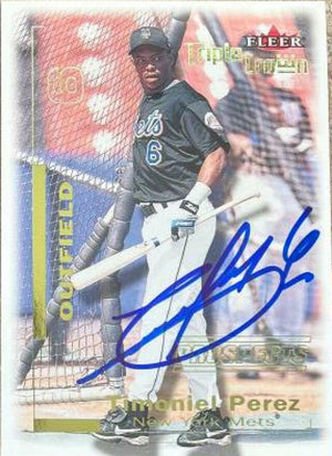 Timo Perez Signed 2001 Fleer Triple Crown Baseball Card - New York Mets - PastPros