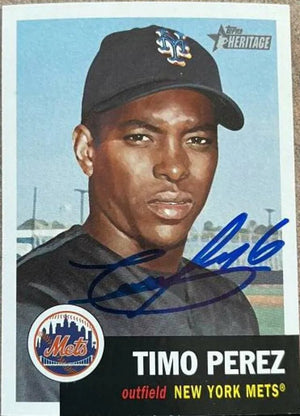 Timo Perez Signed 2002 Topps Heritage Baseball Card - New York Mets