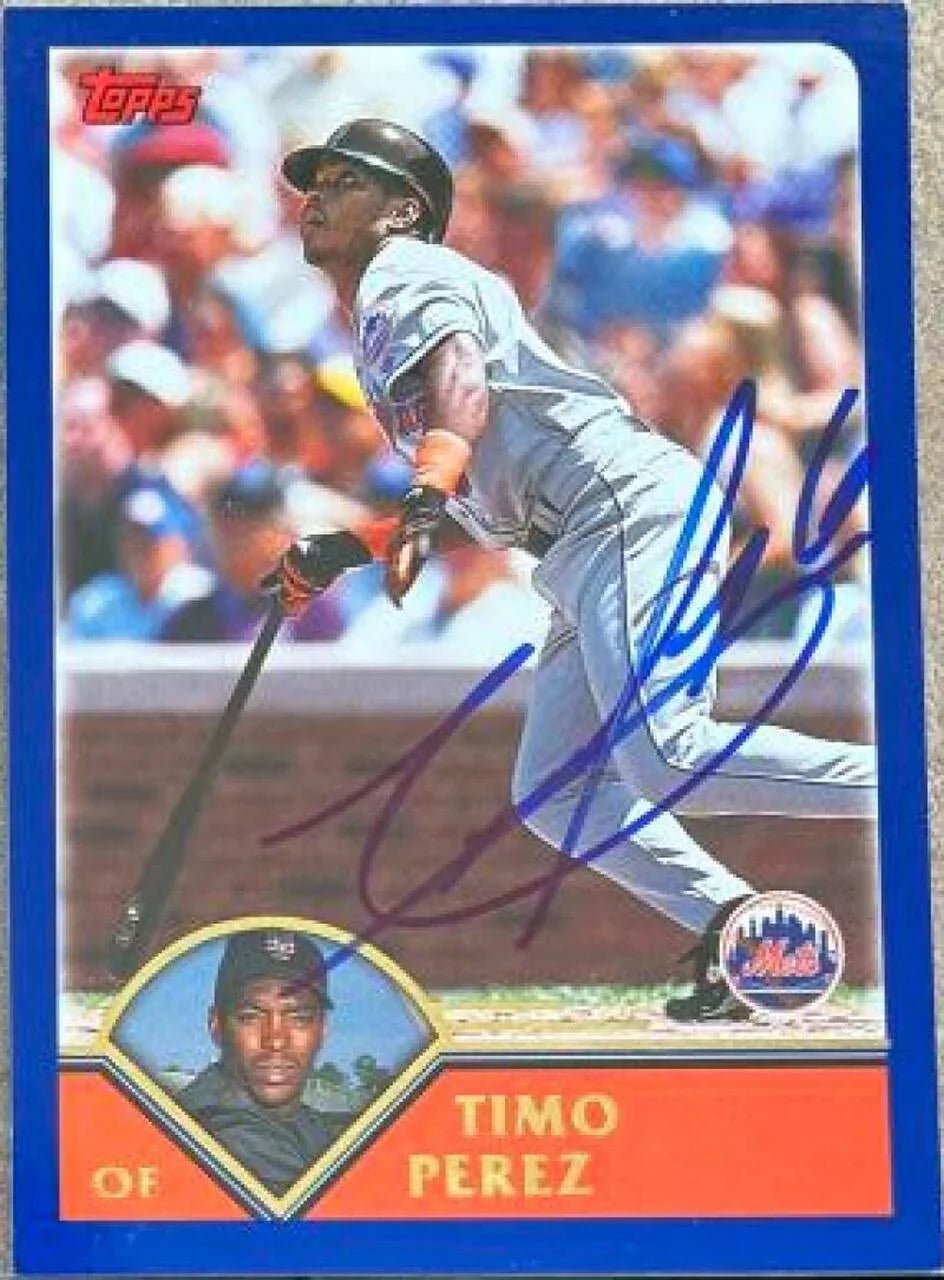 Timo Perez Signed 2003 Topps Baseball Card - New York Mets