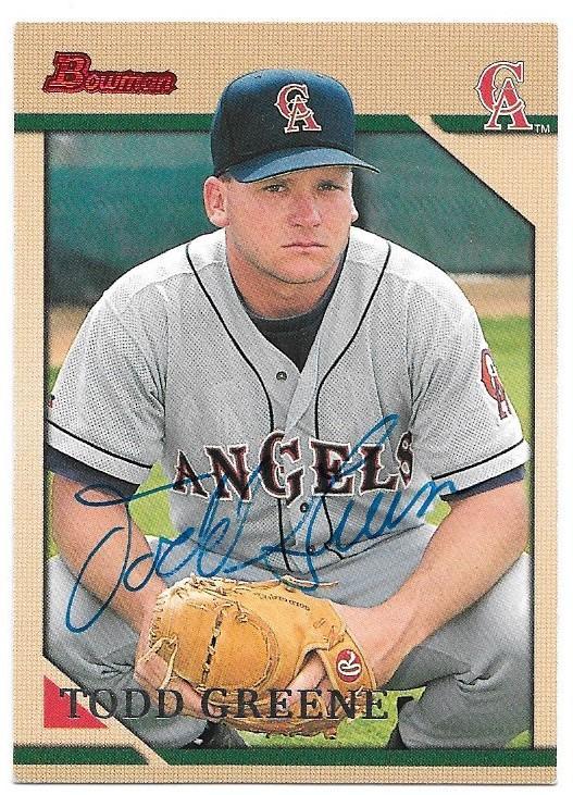 Todd Greene Signed 1996 Bowman Baseball Card - California Angels - PastPros