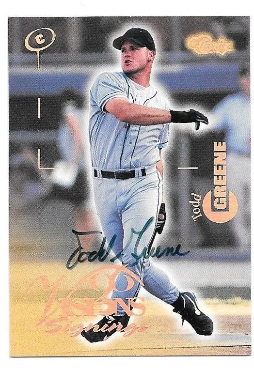Todd Greene Signed 1996 Classic Visions Signings Baseball Card